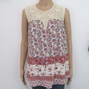 Anthropologie Floral & Lace Tank Top Blouse M